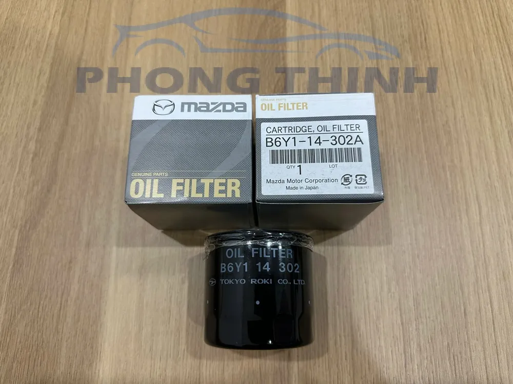 Hình ảnh sản phẩm Lọc dầu động cơ Mazda 2, Mazda 3, Mazda 6, Mazda CX-5 2015-2020 chính hãng B6Y114302A (Thay thế PE0114302B)